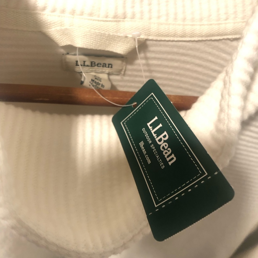 Sale! L.L. Bean Cream Ribbed Funnel Neck Sweater in Sea Salt - Picture 5 of 9